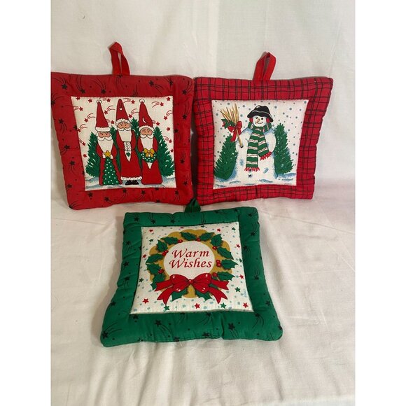 Christmas Set of 3 Quilted Potholders - Picture 1 of 2